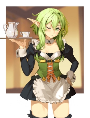 【2次】緑色の髪の女の子のエロ画像その3