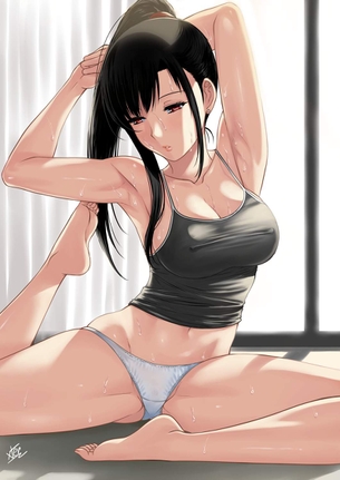 【腋フェチ向け】肩のストレッチしてる二次エロ画像