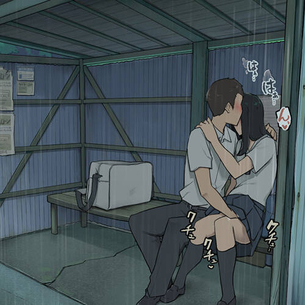 【エロ画像】 後輩女子のカワイイ罠！！ 田舎のバス停で仲の良い後輩女子と雨宿りした結果www
