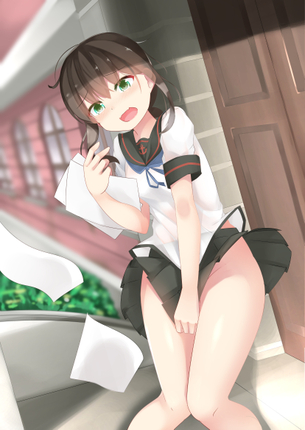 【二次】スカートの下は完全ノーガード状態な露出系女の子“ノーパン少女”のエロ画像