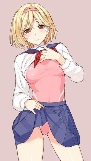 【2次】スカートをたくし上げてる女の子のエロ画像その8