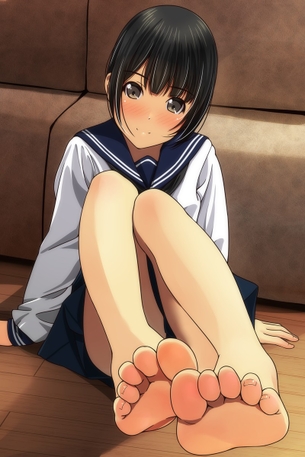 右足を舐めながら左足で頭を踏まれて罵られたい！美少女の生足ってなんて魅力的なんだ！