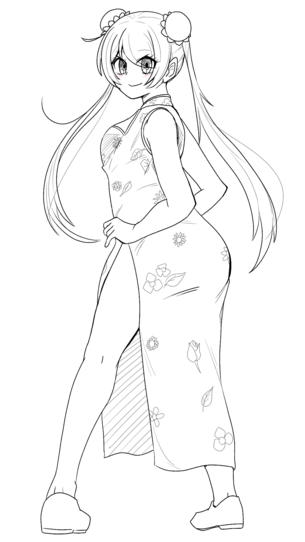 【絵】チャイナドレス美少女のイラスト描いた （※画像あり）