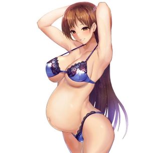 ボテ腹の二次元エロ画像。