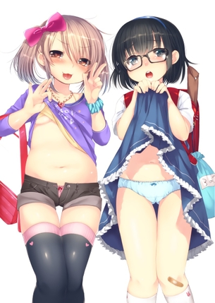 スカートとか上着をたくし上げておっぱいとかパンツとかおまんこ丸出しにしちゃってる淫乱痴女さん達の二次元エロ画像まとめ