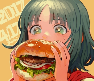 【ノーノー】ハンバーガー食べてる女の子達の二次画像【ヘンブゥーグゥ～】