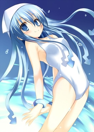 【二次・水着】いろいろ期待してしまう、白スク美少女のエロ画像 その1