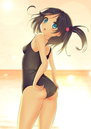 【二次・水着】ぷりっとしたお尻と、引き締まったカラダのラインがなんともいえない、スクール水着の美少女画像 その3