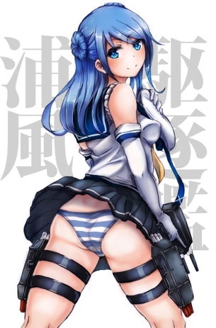 二次・横縞パンツ穿いた女の子のお尻画像 その1