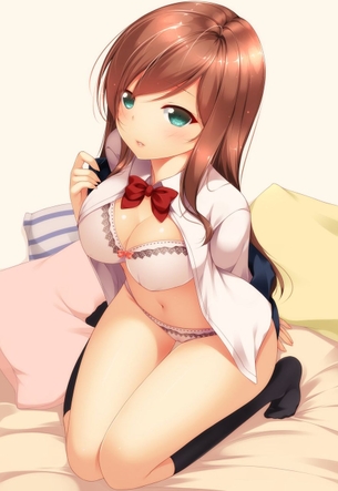 【2次】服装の乱れは性の乱れ、半脱ぎ状態の美少女二次エロ画像 その2【半脱ぎ】