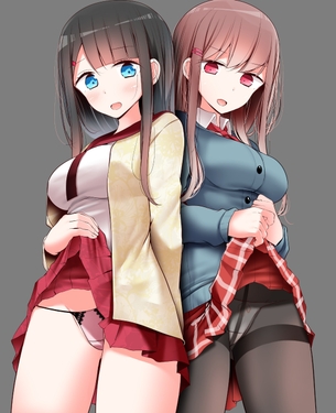 【2次】スカートを たくし上げ て恥部やおパンツを晒しちゃってる女の子の二次エロ画像【たくし上げ】
