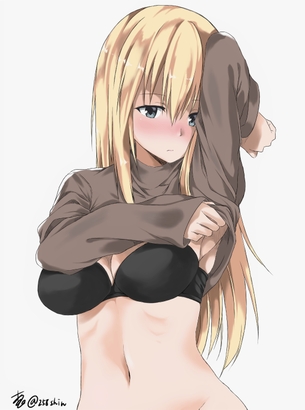 【2次】上着を たくし上げ て乳見せしちゃってる女の子の 二次エロ画像  その4【たくし上げ】