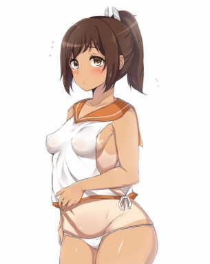 【日焼けの跡】小麦色の肌と色白な肌のツートンカラーがHな二次エロ画像…!!!!その1