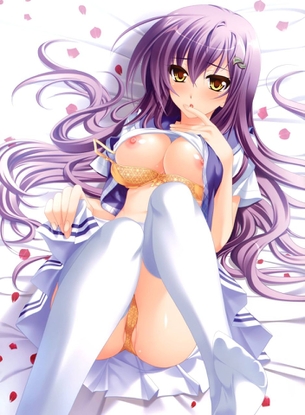 【2次】衣服がはだけて半脱ぎ状態になっちゃってる女の子の二次エロ画像 その5【半脱ぎ】