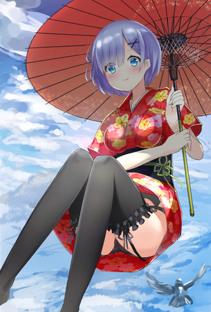 【チンチムリーッ】傘で空を飛んでる女の子達の二次画像