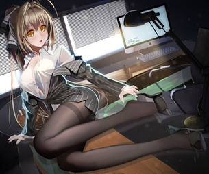 【2次】足をスリスリしたくなるストッキング姿の美少女二次エロ画像 その14【ストッキング】