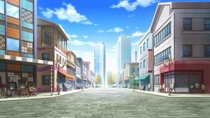【背景】街中・公衆場・商店街などの昼と夕方の背景画像