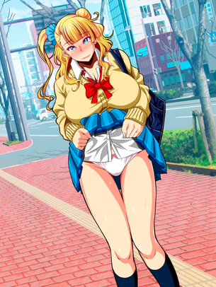 【2次】スカートを たくし上げ て恥部やおパンツを晒しちゃってる女の子の二次エロ画像 その7【たくし上げ】