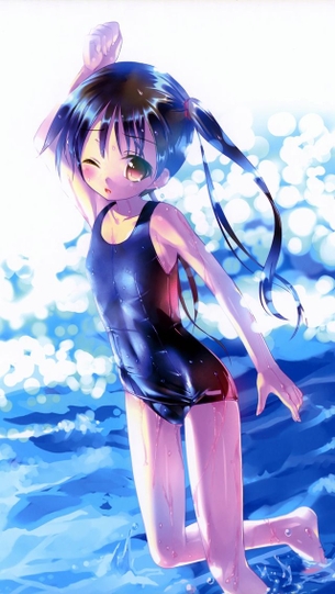 【二次・水着】こう、腰のくびれとかがたまらん！ スク水美少女のエロ画像 その1