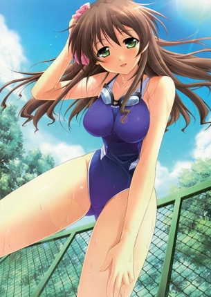 【二次・水着】ムチムチの質感がたまらん、競泳水着装備の美少女画像 その2