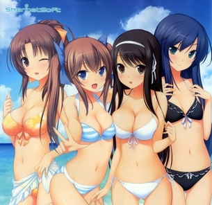 【二次・水着】すべすべな素肌が眩しい、水着姿の美少女画像