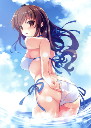 【二次・水着】清楚さMAX！ 純白ビキニ美少女のエロ画像