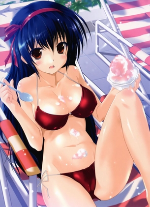 【二次・水着】夏ももう終わり・・・。名残惜しい水着美少女のエロ画像