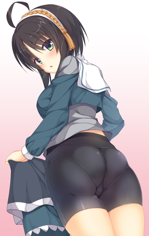 ヒップラインどころかパンティラインもタテスジもゼンブ浮いて見えちゃってるドエロスパッツ娘さんたち♪