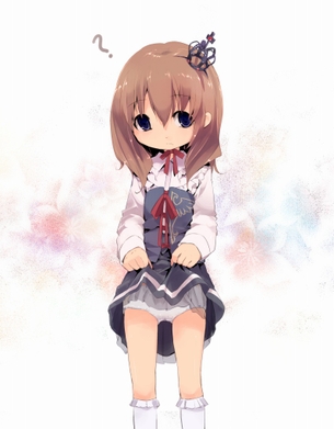 スカートをたくし上げている女の子の画像