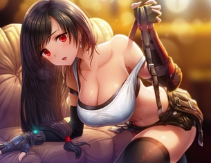 【FF7】数多の男性をおっぱいフェチにしてしまった罪深き女、ティファ・ロックハートちゃんのタンクトップ着衣巨乳二次画像