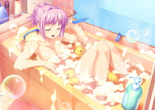 お風呂でアヒルさんのオモチャを浮かべてる二次元エロ画像