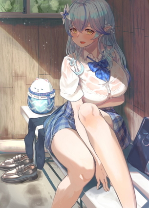 【女子校生】暑くなってきたので、生足が涼しげでエッチな制服JKの画像
