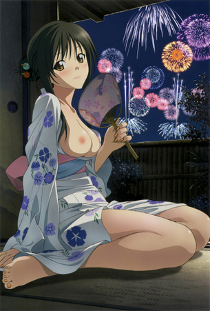 夏の夜を彩る浴衣と花火大会の二次元エロ画像