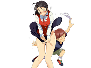 悪戯が過ぎるパンツ脱がされハプニングの二次元エロ画像