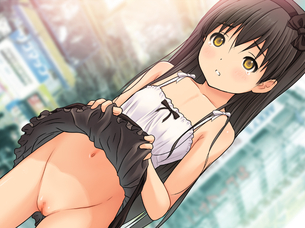 たくし上げたらパンツが無かった二次元ノーパンエロ画像