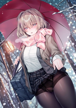 【制服JK】マフラーと黒タイツで暖か可愛い女子校生ちゃんの二次画像