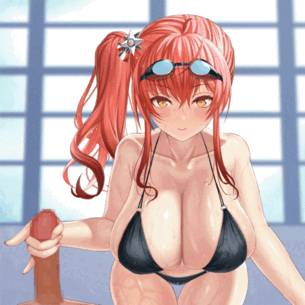 【エロGIF】水着ザラの手コキGIFアニメ二次エロ画像【アズールレーン】
