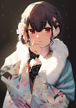 【和服】新年なので着物姿で冬っぽい装いが可愛い女の子の二次画像