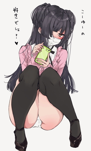 【二次】白の不織布マスクを装備した可愛い女の子の画像