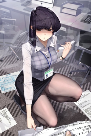 【二次】黒パンストを履いた脚がとってもセクシーなOLさんの画像