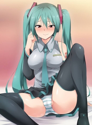 [VOCALOID][エロ画像]初音ミクの縞パンをドン引きするほど匂ったよ～♪