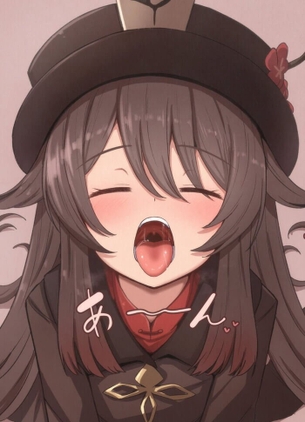 [原神][エロ画像]胡桃のお口に2週間溜め込んだ精液をぶちまけたよ～♪