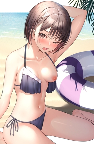 はしゃぎすぎて水着が外れちゃう女の子　その３０