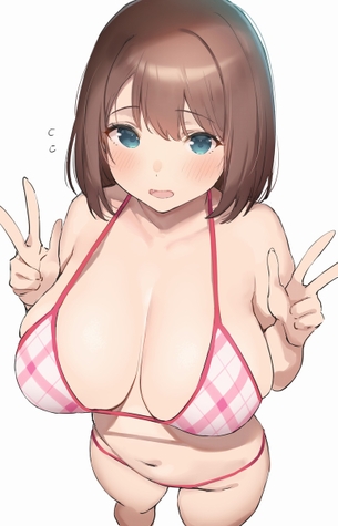 【画像】巨乳女さん、ビキニ着てとんでもないことになる