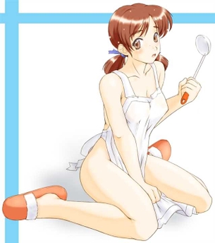 【裸エプロン】定番な裸エプロン姿の女の子の二次元エロ画像＆イラスト Part32