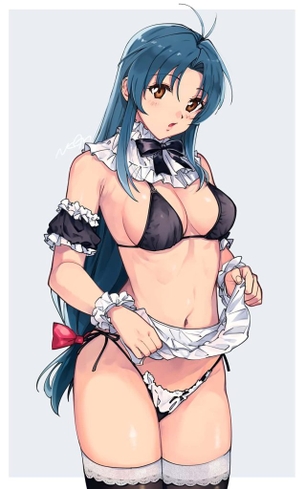 青髪の背徳感あふれるエロ画像
