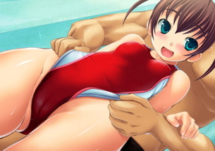 水着にマンコが食い込んでマンスジってる二次元エロ画像
