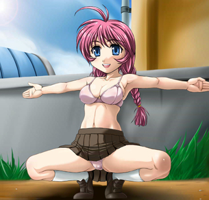 蹲踞という爪先立ちでしゃがんで開脚する二次元エロ画像