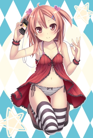 【二次】縞パンと縞ニーソを装備した可愛い女の子の画像