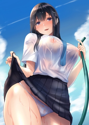 おムネのピンクのポッチが見え…？ ノーブラで濡れ透け衣服の女の子画像♪